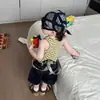 Conjunto de verano para niño: chal a rayas, camiseta de algodón puro para bebé, conjunto de dos piezas de overol corto de mezclilla estilo coreano, moderno