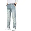 Jeans retro de alta gama para hombre de color claro para primavera, corte recto y holgado, nuevos pantalones para hombre elásticos lavados estilo primavera y otoño 2026