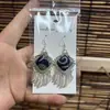 Pendientes de Pieza Bordada Vintage Bordados a Mano de Estilo Étnico de Moda, Colgantes de Oreja Pequeños Cortos con Borlas, Joyería de Plata Miao de Yunnan para Mujeres