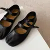 Versión de Piel de Oveja Zapatos Mary Jane de Doble Correa para Mujer Zapatos de Punta Dividida de Piel de Cerdo Zapatos Planos de Ballet Zapatos Pequeños de Cuero Cómodos Zapatos de Corte Bajo de Una Sola Correa