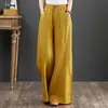 Pantalones Casuales de Estilo Original para Mujer, Verano Delgados de Alta Gama Algodón y Lino Caídos Talla Grande de Cintura Alta Pierna Ancha, Pantalones Largos hasta el Suelo Venta al por Mayor