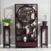 Armário de Madeira Maciça Estilo Chinês Novo com Múltiplos Compartimentos Rack de Exposição para Chá Armário de Armazenamento Divisória para Enfeites Armário de Vinho Minimalista Moderno