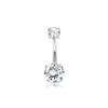Anillo para ombligo de acero inoxidable en stock al por mayor doble cabeza redondo cuatro garras circón microincrustado clavo para ombligo joyería perforada personalizada