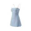 Vestido de Yoga de Secado Rápido de Venta Caliente Transfronterizo para Mujer con Bloques de Color, Copas Integradas, Anti-Exposición, Adecuado para Deportes, Entrenamiento de Fitness y Tenis