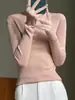 Suéter de Punto de Cuello Alto de Manga Larga Estilo Coreano para Mujer Otoño/Invierno Jersey de Lana Ajustado Capa Base Suéter Delgado