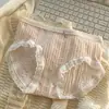 Bragas Dulces Estilo Japonés para Niña con Jacquard Sencillo de Espiga de Trigo, Entrepierna de Algodón Puro, Ribete de Encaje, Cómodos Calzones de Cintura Media para Mujer