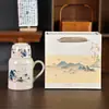 Tetera pequeña estilo chino vintage con tapa, pintada a mano, taza de cerámica, ideal para preparar té en la oficina, un gran regalo y una tetera de viaje