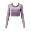Conjunto de Yoga de Dos Piezas Falsas de Manga Larga para Mujer Pantalones Largos de Cintura Alta de Dos Piezas Falsas Secado Rápido Adelgazante Running Fitness Conjunto de Dos Piezas