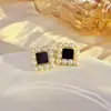 Pendientes Cuadrados Geométricos de Perla Elegantes Franceses, Simples y Versátiles, Pendientes de Moda para el Trabajo, Pendientes de Lujo Ligero y de Alta Gama para Mujer