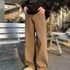 Calça Jeans Workwear Retrô com Múltiplos Bolsos para Homens Design Patchwork Moderno Perna Larga Solta Versátil Casual Calça Longa