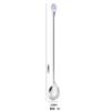 Cuchara de acero inoxidable, cuchara de café de diamante de cristal, cuchara para mezclar de mango largo, tenedor para fruta, cuchara de postre, tenedor para cóctel, cuchara para hielo