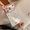 Suporte com Agitador de Meia de Natal, Capa de Celular para iPhone 17, Compatível com Apple 18 Pro Max, Pingente de Desenho Animado para iPhone 15, Capa Macia para iPhone 16