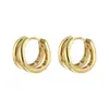 Brincos Quadrados Prateados de Luxo Leve e High-End Japoneses e Coreanos com Pino de Prata para Mulheres, Versáteis e Empilháveis, Brincos de Camada Dupla, Brincos de Nicho com Design