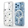 Funda de Teléfono Móvil Transparente Todo Incluido 16 para Apple Iphone15/16/17Promax, Azul Pequeño Floral Magnético de Succión