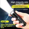 Linterna LED Mini Recargable USB Portátil Antorcha Alto Brillo Largo Alcance Linterna de Bolsillo Aleación de Aluminio Compacta Ligera para Estudiantes Uso Exterior Emergencia