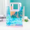 Bolsa de compras transparente de PVC color mágico bolsa de embalaje láser bolsa de regalo de PP se puede imprimir logotipo con bolsa de regalo de mano