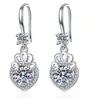 Pendientes de plata S925 con forma de gota de moissanita en forma de corazón, gancho para la oreja de cuatro garras, moissanita, personalizados para bodas, venta al por mayor