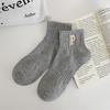 Calcetines para Mujer Calcetines de Media Pantorrilla Otoño Absorbentes del Sudor Deportivos Calcetines de Moda Bordados Primavera y Otoño Sin Costuras Tubo Medio y Corto Calcetería Fina de Algodón