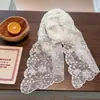 Bufanda Larga de Seda Bordada con Encaje de Perlas y Diamantes, Nuevo Estilo Primavera y Verano, Bufanda Decorativa Pequeña Versátil, Bufanda para Combinar con Camisa