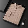 Suéter de cachemira pura de montaña 100% para hombre, suéter de invierno con cuello medio alto y cremallera vertical, suéter de punto jacquard grueso.