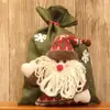 Saco de Doces de Boneca 3D de Juta de Natal Saco de Presente Cartoon 3D de Natal Decoração de Festa de Feriado Saco de Presente