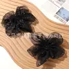 Accesorio único de organza estilo oscuro con pedrería en forma de flor de cinco pétalos para ropa de bricolaje, accesorios para el cabello, ramilletes, adornos para zapatos y sombreros
