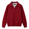 Roupa Masculina ACU Falsa Duas Peças POLO Suéter de Tricô em Ponto Trançado com Decote V para Homens, Novo Top de Tricô Solto Vintage Outono/Inverno 2026