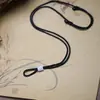 Colar Cordão com Pingente de Contas de Jade Fino com Furo Grande para Homens e Mulheres, Anel, Pingente de Jade, Cordão para Pendurar Anel, Cordão para Pendurar no Pescoço