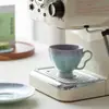 Juego de Taza de Café y Platillo de Cerámica con Gradiente Glaseado con Esmalte de Cristal que Cambia en Horno, Taza de Estilo Fresco, Taza para Té de Flores, Taza Personal con Posavasos