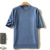 Cachemira para Hombre Cuello Redondo Plano Base Manga Media Suelto Casual Otoño e Invierno Clásico Tejido Manga Media Camiseta Base