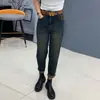 2024 Nuevos Jeans de Primavera y Otoño Tallas Grandes para Mujer Pantalones Rectos Torre Pantalones Skinny Pequeños tipo Harem para chica rellenita