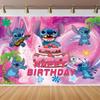Amazon Tela de Fondo Stitch Dibujos Animados Feliz Cumpleaños Hawaiano Decoración de Fiesta Infantil Banner de Fotos Tela Colgante