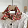 Pañuelo Cuadrado Pequeño de Algodón y Lino Floral Delgado para Primavera y Verano para Mujer, Pañuelo de Seda Estampado Versátil, Pañuelo Decorativo Multifuncional para la Cabeza y Lazo para el Cabello