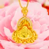 Colgante de Buda de imitación de oro de 24 quilates de lujo con incrustaciones de circonitas y oro arena Maitreya, collar Guanyin para hombres y mujeres