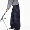 Pantalones Casuales a Cuadros Estilo Retro Americano con Botones para Hombre y Mujer, Estilo Holgado y Relajado, Pantalones de Pierna Ancha Adelgazantes de Longitud Completa