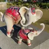 Estátua de Artesanato de Resina para Jardim ao Ar Livre Transfronteiriça Mãe e Filho Amor Elefante Decoração de Mesa para Casa Lembrança de Viagem