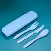 Cuchillo, tenedor y cuchara de paja de trigo, juego de cubiertos conveniente de tres piezas, vajilla para niños, regalos, se puede agregar LOGOTIPO