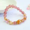Pulseira de Cristal de Morango Natural Guan Yu Pulseira de Cristal Torre Amarela para Mulheres Cristal Entrega Rápida Tiktok Live Atacado S5111101