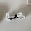 Presilha Banana de Laço com Bolinhas Dupla Face Estilo Minimalista para Mulheres, Nova Presilha Vertical de Luxo para Rabo de Cavalo Baixo, Presilha de Cabelo Estilo Coreano para a Parte de Trás da Cabeça