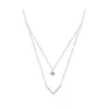 Collar de Zirconia de Doble Capa en Forma de V para Mujer, Lujo Ligero, Temperamento Sencillo, Cadena para Clavícula Estilo Caliente Nuevo 2025 de Gama Alta