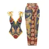 2027 Traje de baño de una pieza con estampado estilo europeo y americano, para comercio exterior transfronterizo de Amazon, conjunto de bañador de playa para mujer SST598