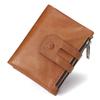 Carteira Transfronteiriça RFID Masculina em Couro Genuíno Moda Casual Zíper Duplo Porta-Cartões Múltiplos Bolsa de Mão Retro Porta-Moedas para Homem
