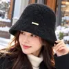 Hebilla de Cinturón Otoño e Invierno Sombrero de Pescador Cálido para Mujer Versátil Elegante Estilo Francés Sombrero de Copa Hace que la Cara se Vea Más Pequeña Sombrero de Cubo Retro de Fieltro de Lana