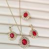 Venta caliente transfronteriza moda lujo ligero incrustado circonita conjunto de tres piezas de alta calidad lujo ligero gema colgante joyería conjunto de tres piezas