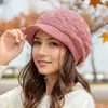 Gorro de Tricô Transfronteiriço Chapéu de Inverno com Forro de Fleece Espessado Proteção para Orelhas Moda Versátil Chapéu de Mãe Chapéu Quente de Lã de Caxemira para Mulheres