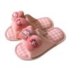 Zapatillas planas de lino a cuadros creativas para el corazón de niña, para casa, cómodas, ligeras, universales para las cuatro estaciones, zapatos de algodón y lino para mujer