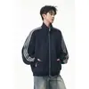 Nuevo cárdigan sudadera casual de alta gama para hombre Otoño/Invierno 2026 - Algodón chino de 400G Chaqueta de moda a rayas Tendencia