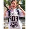 Camiseta de Algodón Puro de Manga Corta para Mujer, Nueva Camiseta de Media Manga Estampada Chinoiserie para Hombre y Mujer con Letras, Estilo Neutro Divertido