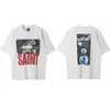 Anime Japonês Europeu e Americano Y2K Novo Mundo Estampado Algodão Letras Graffiti Solto Camiseta de Manga Curta para Homens e Mulheres Peso 220