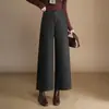Pantalones de pierna ancha de mezcla de lana a la moda para mujer, nueva colección otoño/invierno 2026, de cintura alta, que cubren la cadera, de pierna recta, elegantes y casuales